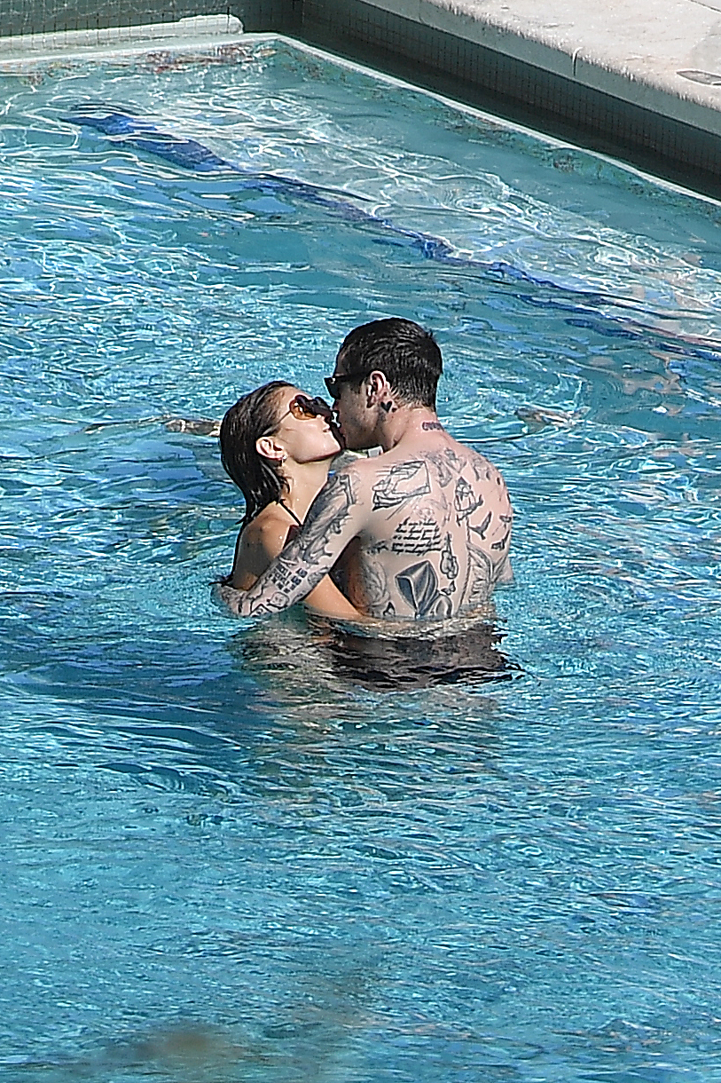 Kaia Gerber in hot thong bikini at a pool in Miami HQ (135).jpg