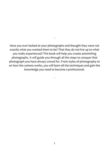 The Perfect Shot - Photography Guide - Start Creating Sensational Photographs